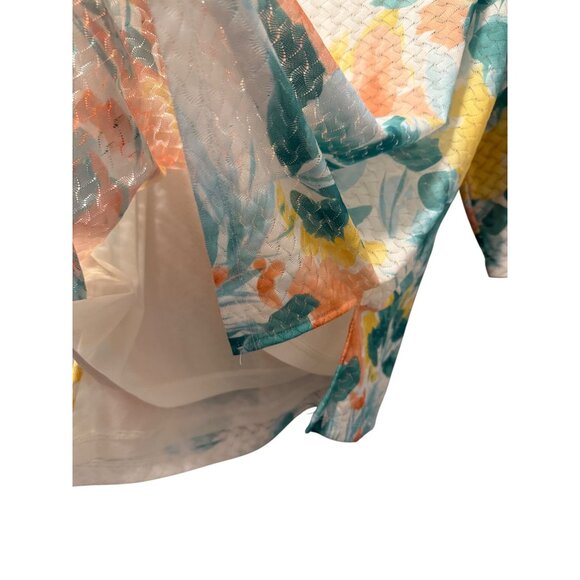 Alfred Dunner Floral Textured Knit Top W/ Rhinestone Accents & Notched Neck Sz L - Picture 11 of 12